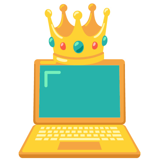 Laptop with a crown highlighting reliable infrastructure for Solana staking with Cryptovik's powerful servers.